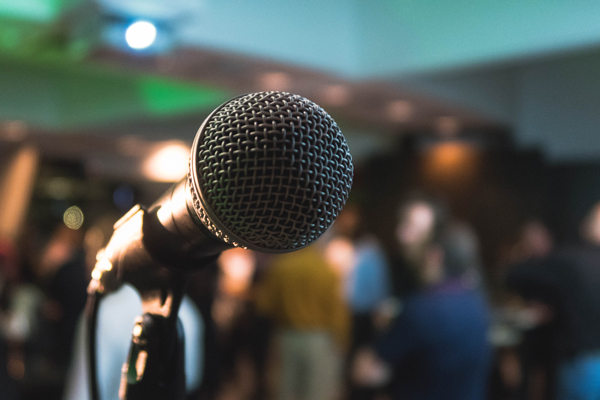 Microphone with a blurry background